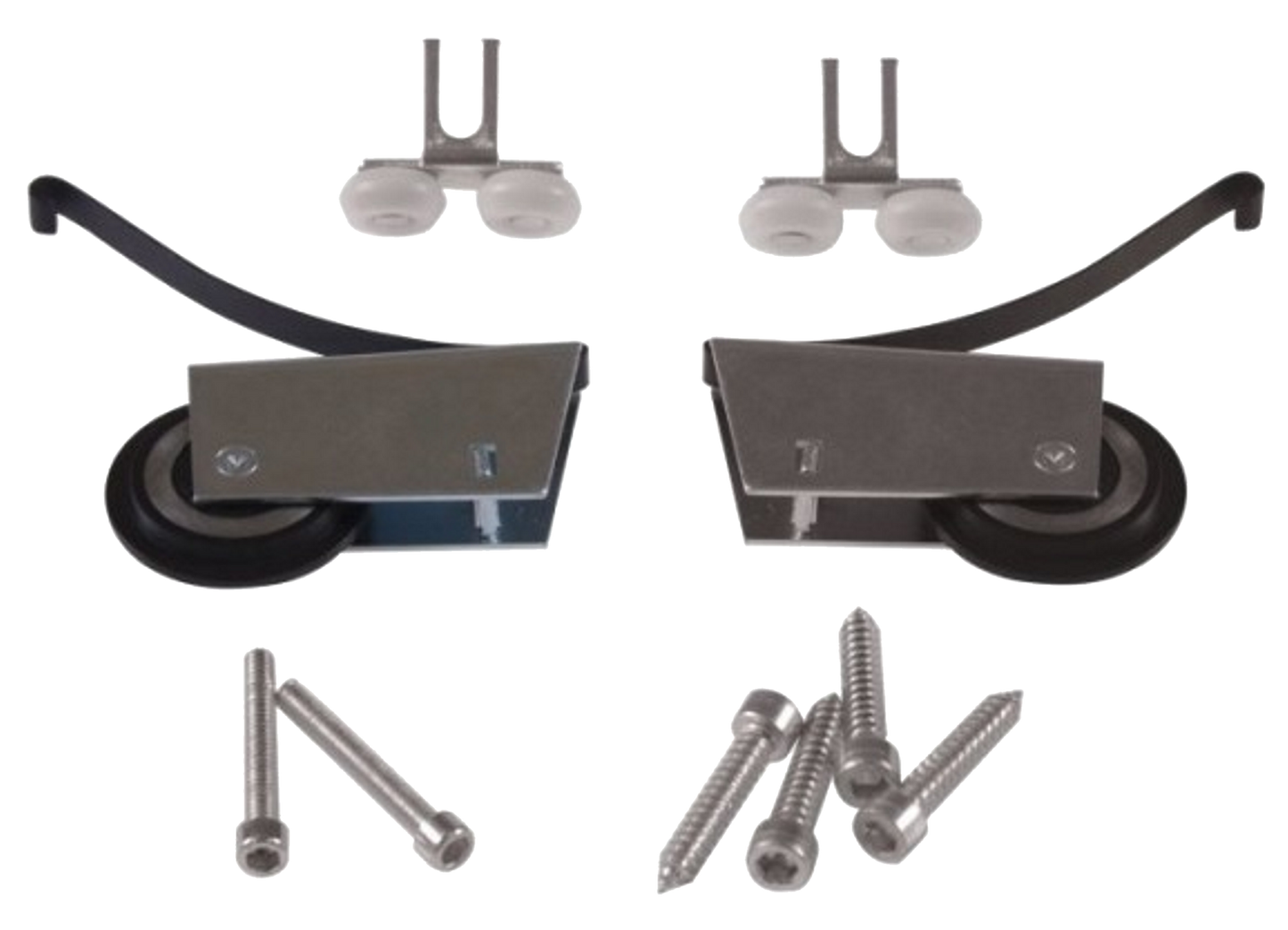 Set of 2 Symmetrical Top Guides + 2 Bottom Wheels + 6 Screws (Noah Handle)