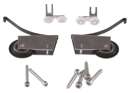 Set of 2 Asymmetrical Top Guides + 2 Bottom Wheels + 6 Screws (Gabriel Handle)