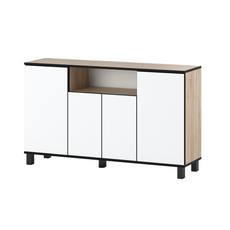 CALVIN - TV Cabinet with 4 Doors - Living Room Storage Sideboard - Sonoma Oak / White Matt H31 1/2" W55 1/8" D13 3/4"