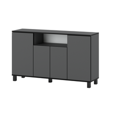 CALVIN - TV Cabinet with 4 Doors - Living Room Storage Sideboard - Anthracite Grey H31 1/2" W55 1/8" D13 3/4"