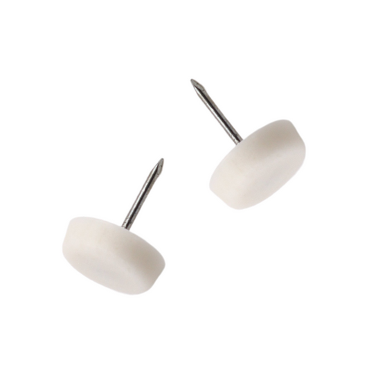 Plastic Furniture Glides Ø5/8 inch with Nail - White - 50 pcs