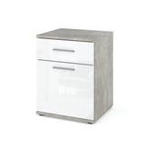 CHRIS - Bedside Table - Nightstand with 1 drawer - Concrete / White Gloss H20 1/2" W15 3/4" D15 3/4"