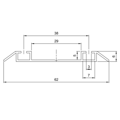 Double Bottom Aluminum Track 560cm - Silver Anodized