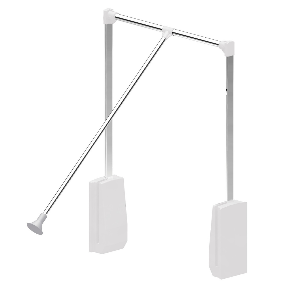 Pull Down Wardrobe Rail 17-11/16-25-5/8 inch - Chrome/White