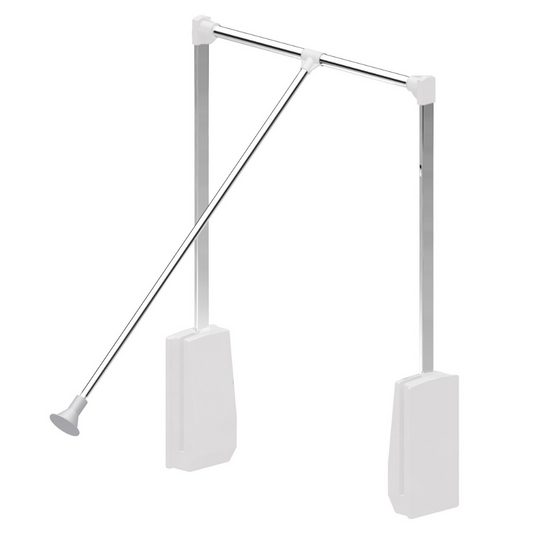 Pull Down Wardrobe Rail 17-11/16-25-5/8 inch - Chrome/White
