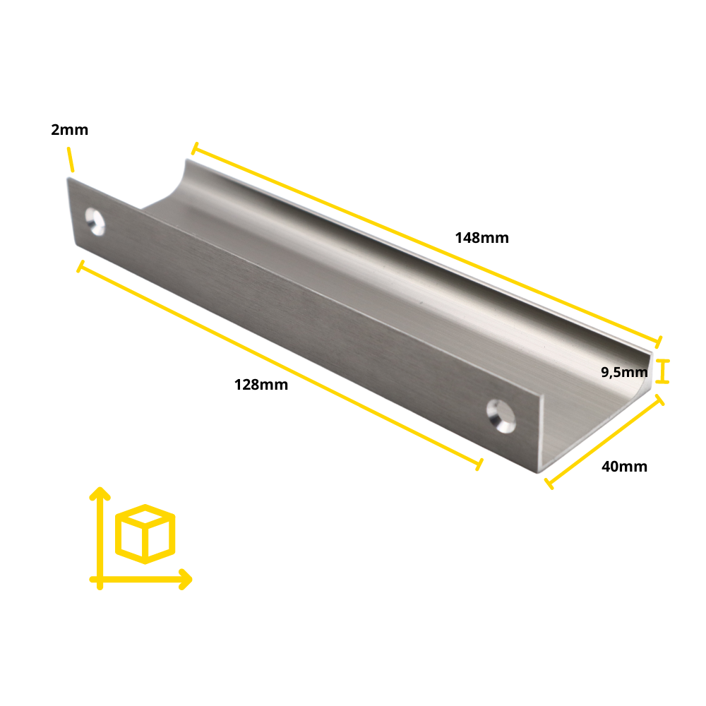 Edge Grip Profile Handle, Brushed Steel, HC 1-1/4, 3-3/4, 5-1/16 inch