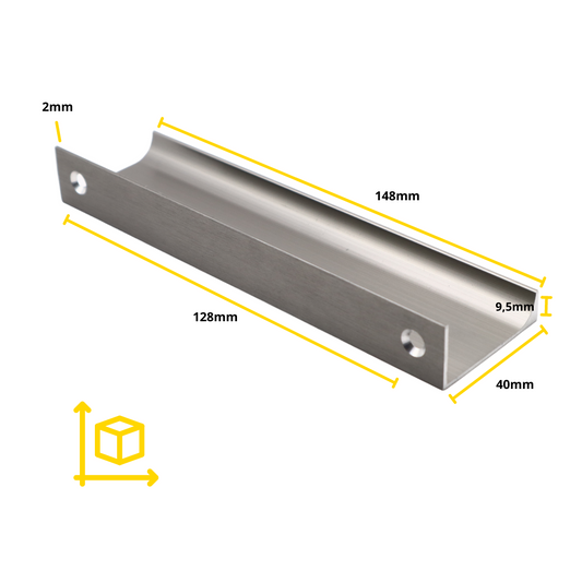 Edge Grip Profile Handle, Brushed Steel, HC 1-1/4, 3-3/4, 5-1/16 inch