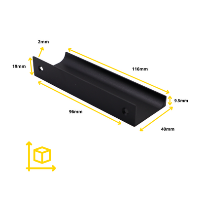 Edge Grip Profile Handle, Black, HC 1-1/4, 3-3/4, 5-1/16 inch