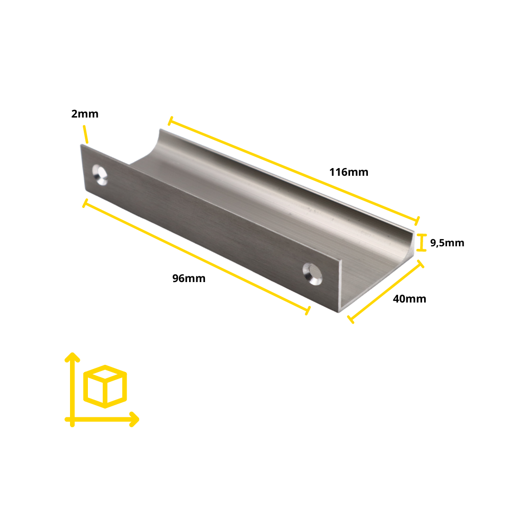 Edge Grip Profile Handle, Brushed Steel, HC 1-1/4, 3-3/4, 5-1/16 inch