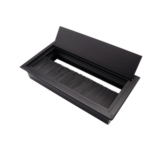 Rectangular Aluminum Desk Grommet 6-5/16x3-1/8 inch, Black