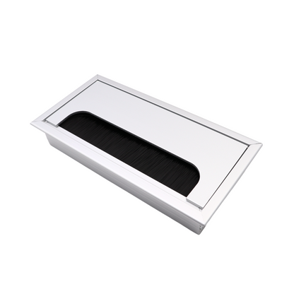 Rectangular Aluminum Desk Grommet 6-5/16x3-1/8 inch, Silver "Wave" – Furnica