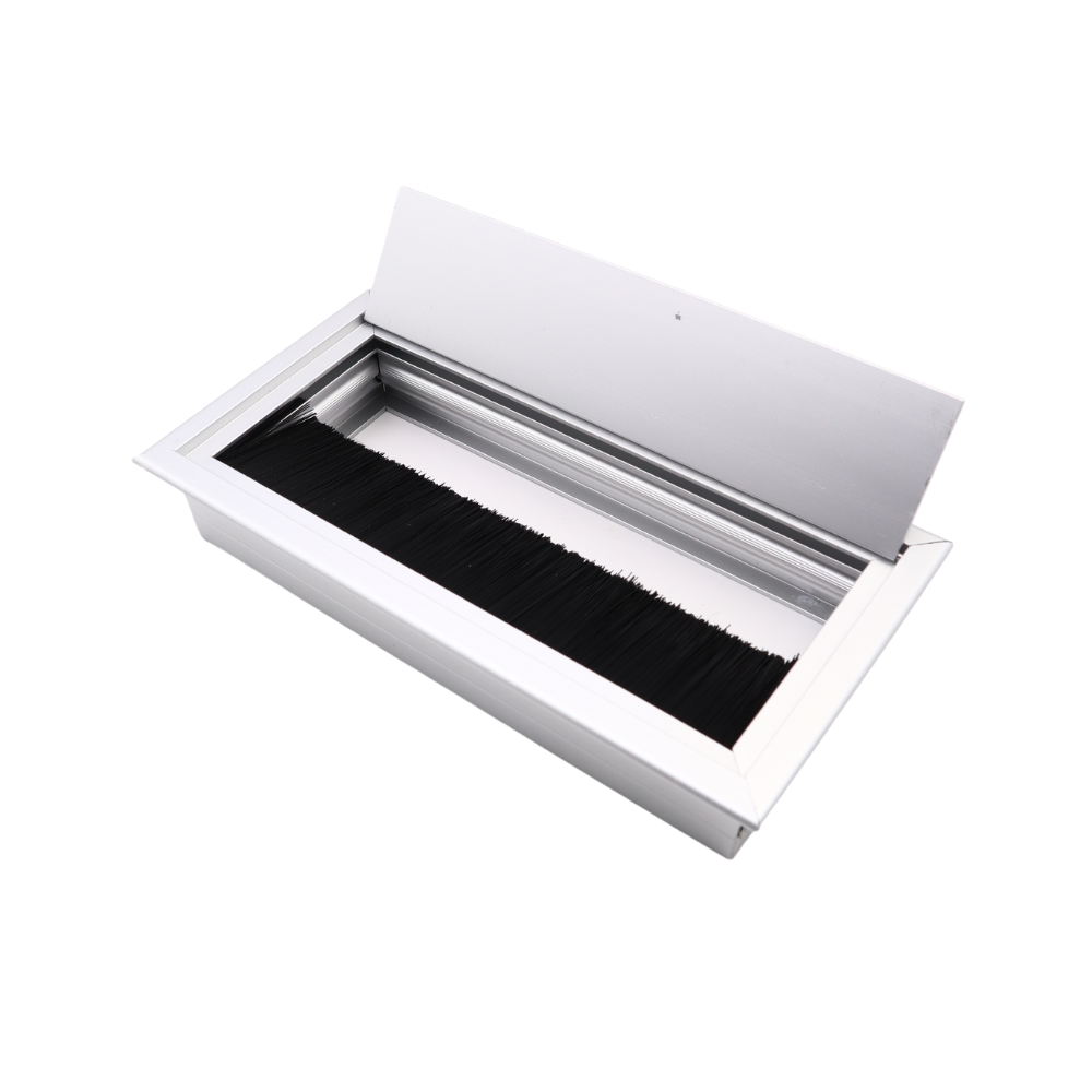 Rectangular Aluminum Desk Grommet 6-5/16x3-1/8 inch, Silver