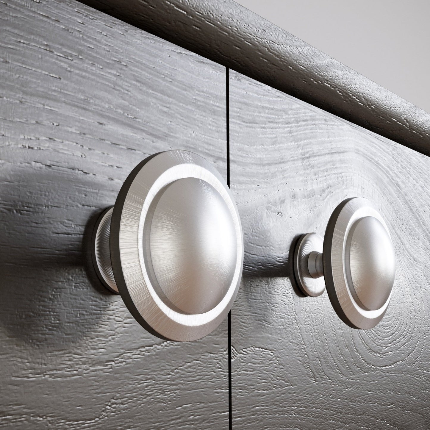 Round cabinet knob - Brushed Steel
