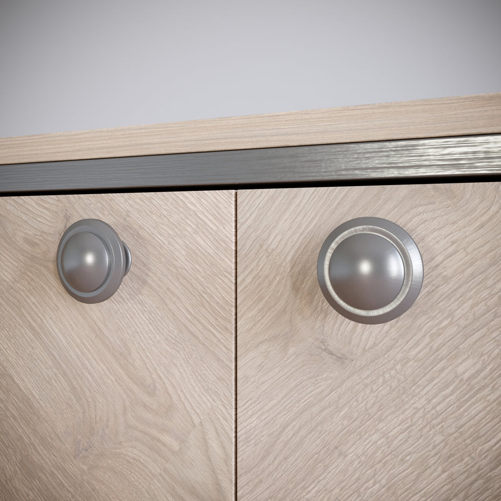 Round cabinet knob - Brushed Steel