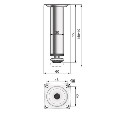 Furniture Leg 5-7/8 inch - Chrome (2) – Furnica