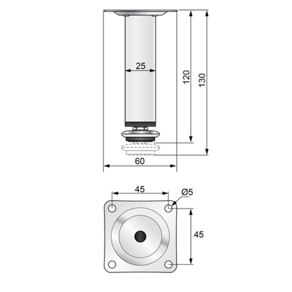 Square Furniture Leg 1x1 inch - H 4-3/4 inch Chrome (2) – Furnica