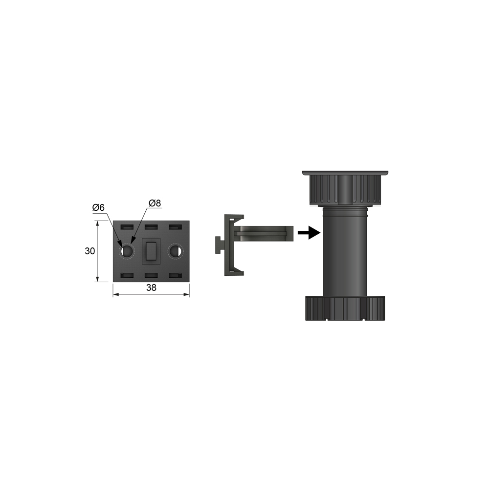 Plinth Clip, Black (3) – Furnica