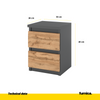 GABRIEL - Bedside Table - Nightstand with 2 drawers - Anthracite / Wotan Oak H15 3/4" W11 3/4" D11 3/4"