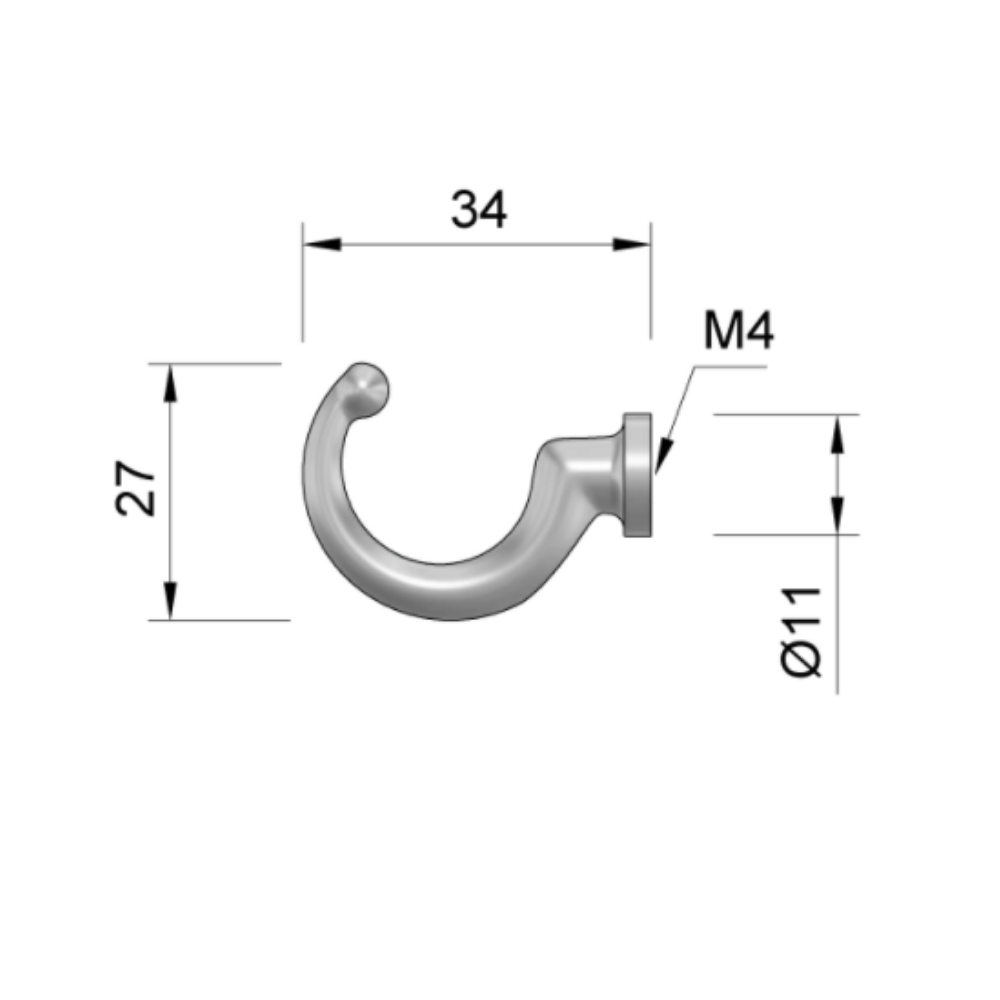 Single hanger hook - Aluminium
