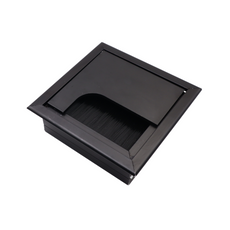 Square Aluminum Desk Grommet 3-1/8x3-1/8 inch, Black "Wave"