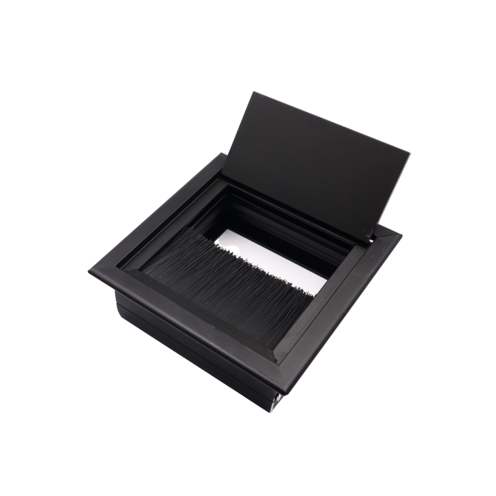 Square Aluminum Desk Grommet 3-1/8x3-1/8 inch, Black
