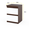 GABRIEL - Bedside Table - Nightstand with 2 drawers - Wenge / White Matt H15 3/4" W11 3/4" D11 3/4"