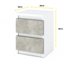GABRIEL - Bedside Table - Nightstand with 2 drawers - White Matt / Concrete H15 3/4" W11 3/4" D11 3/4"