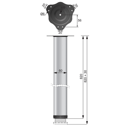 Adjustable Furniture Leg 32-5/16 inch - Black