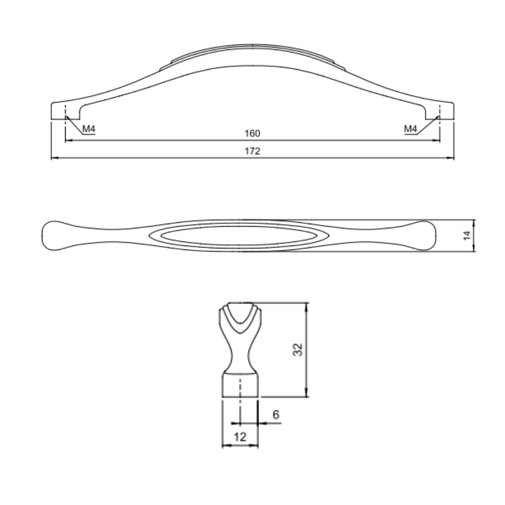Furniture handle 6-5/16 inch UZ03 - Patina on Brass