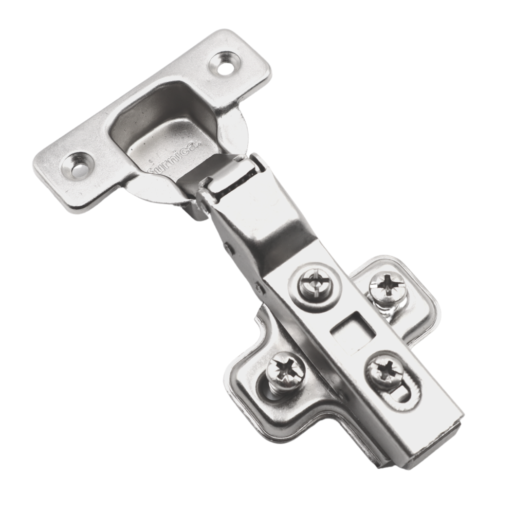 Soft-Close Hinge, H0 Mounting Plate with EURO Screws, Twin Doors – Furnica