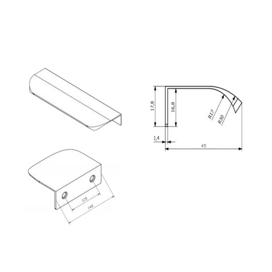 Edge Grip Round Profile Handle 5-1/16 inch (5-13/16 inch total length) - White