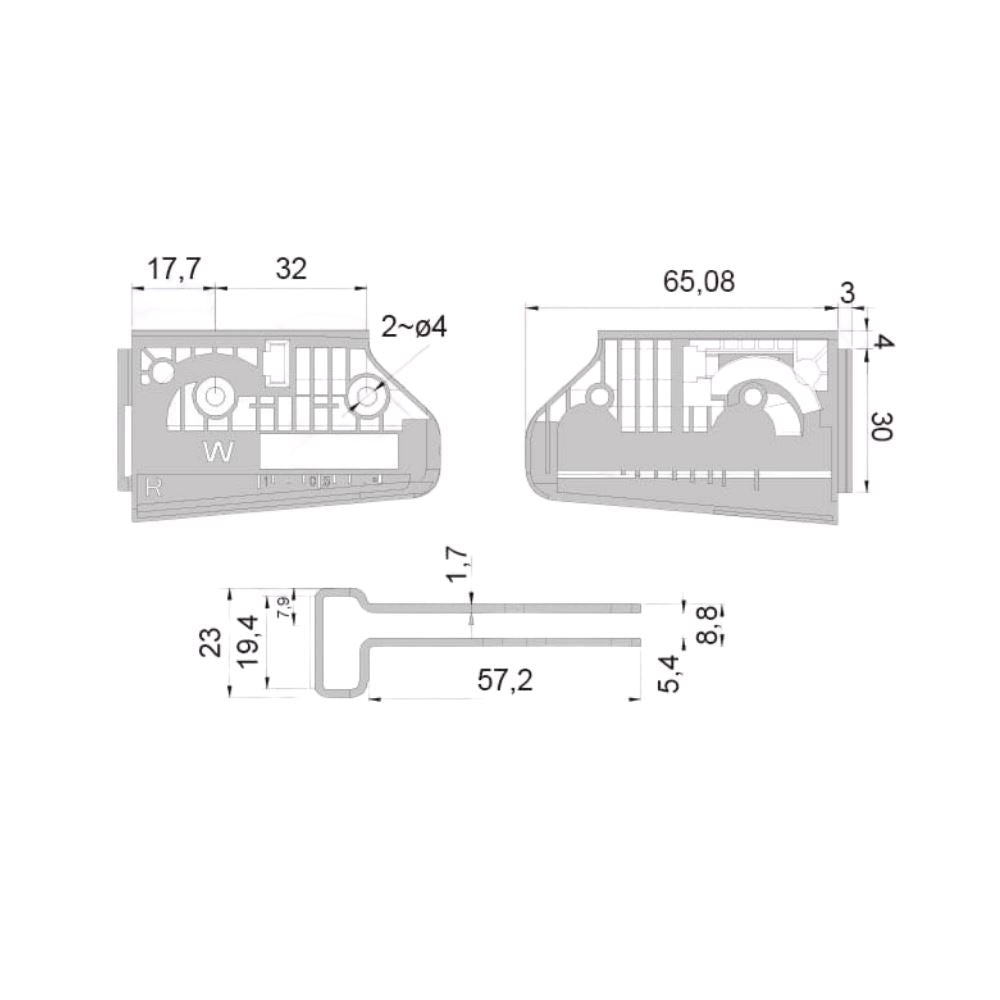 Adjustable cabinet bracket, L+R - 3D Premium - Chrome NTP 