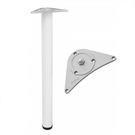 Adjustable Furniture Leg 27-15/16 inch - ZnAl Mounting Plate - White NTP White 