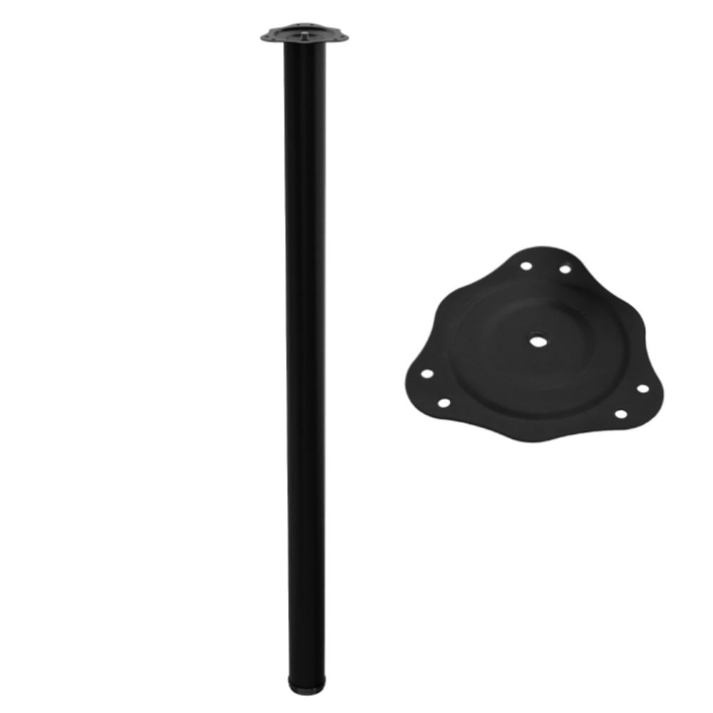 Adjustable Furniture Leg 43-5/16 inch - Steel Mounting Plate - Black