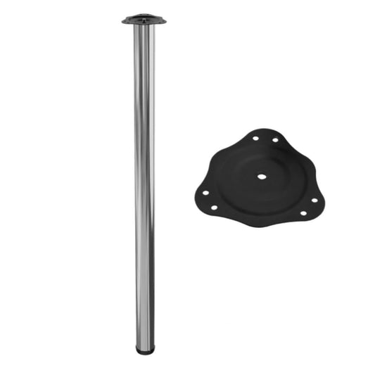 Adjustable Furniture Leg 43-5/16 inch - Steel Mounting Plate - Chrome NTP 
