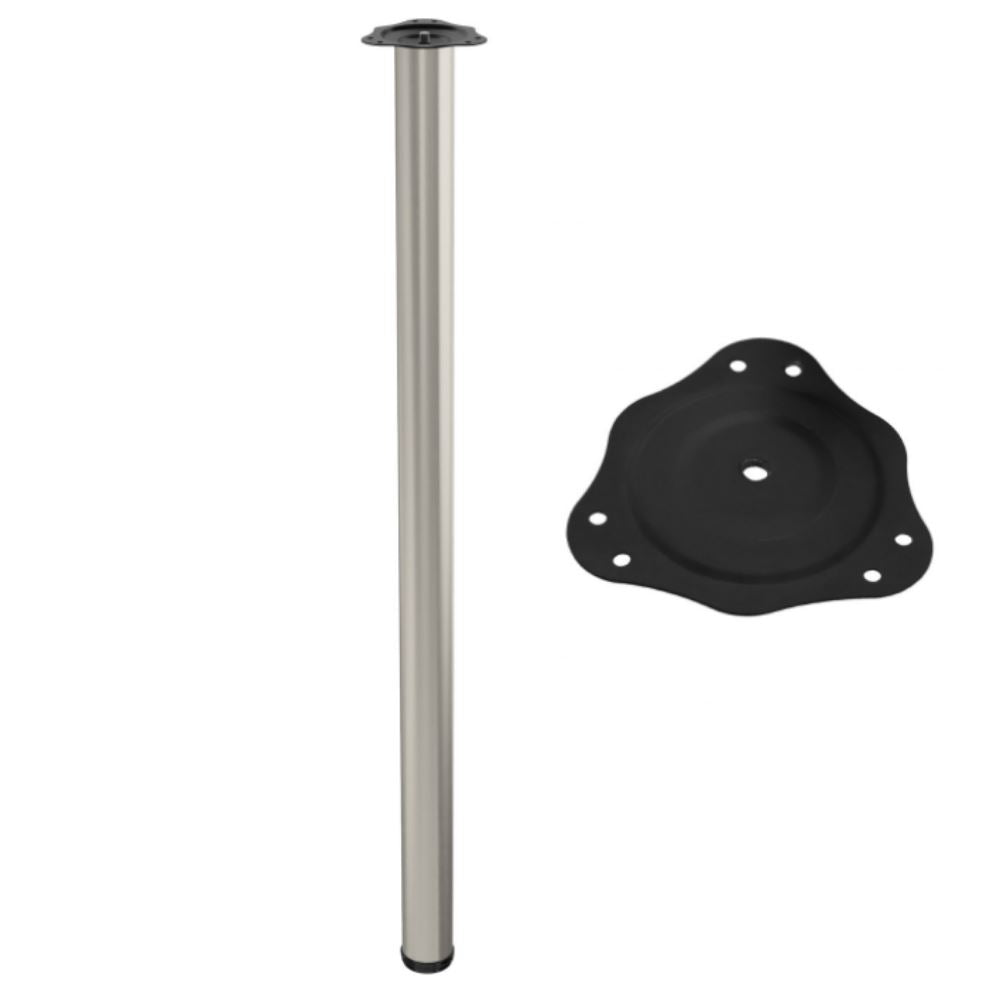 Adjustable Furniture Leg 43-5/16 inch - Steel Mounting Plate - Satin NTP 