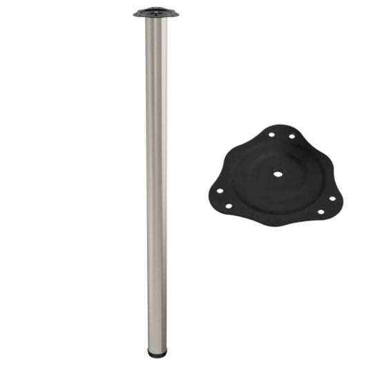 Adjustable Furniture Leg 43-5/16 inch - Steel Mounting Plate - Satin NTP 