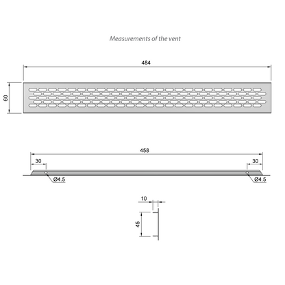 Aluminum Air Vent Grill 19-1/16x2-3/8 inch - Silver Furnica 