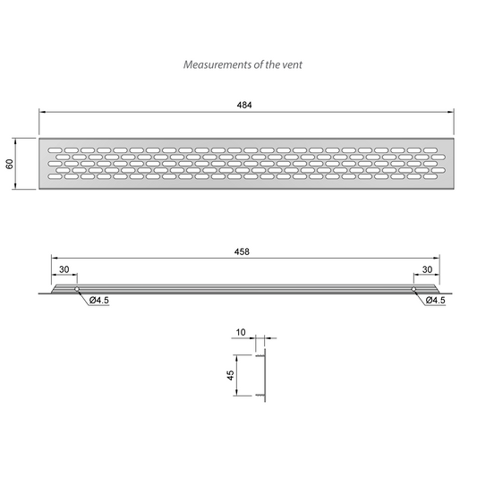 Aluminum Air Vent Grill 19-1/16x2-3/8 inch - Silver Furnica 