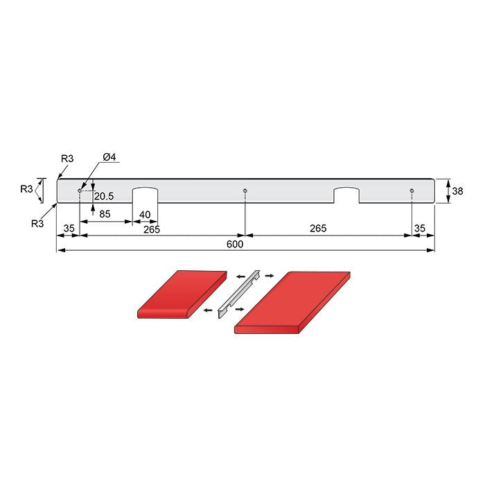 Angle Strip for 38mm Worktop R-3 NTP 