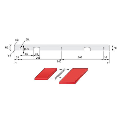 Angle Strip for 38mm Worktop R-3 NTP 