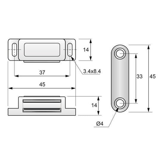 Black Magnetic Door Catch NTP 