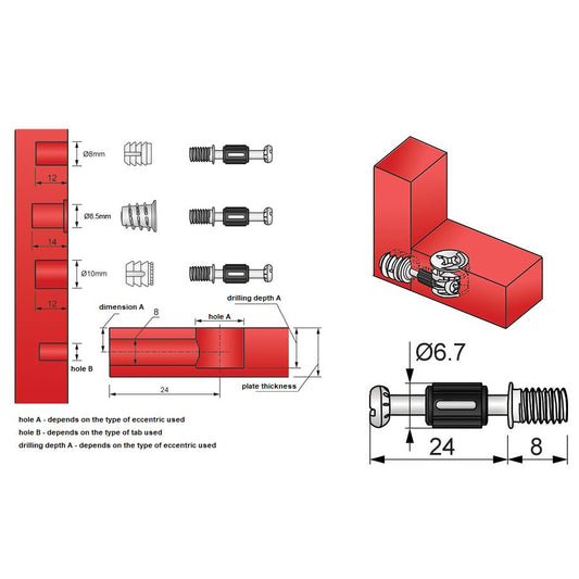 Cam Dowel 15/16 inch with M6 Screw-Thread - 1000 pcs NTP 