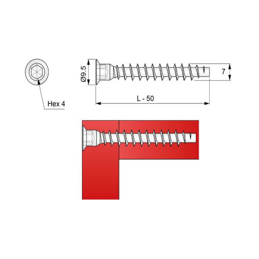 Confirmat Screws - 1/4x1-15/16 inch (1000 pcs) NTP 