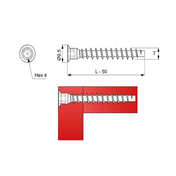 Confirmat Screws - 1/4x2-3/4 inch (150 pcs) NTP 