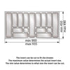 Cutlery Tray for Drawer, Cabinet Width: 39-3/8 inch, Depth: 19-5/16 inch- Metallic
