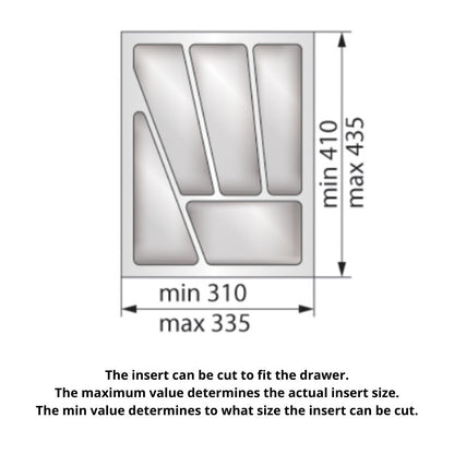 Cutlery Tray for Drawer, Cabinet Width: 400mm, Depth: 430mm - Metallic Cutlery Tray NTP 