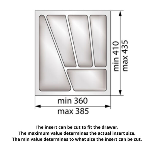 Cutlery Tray for Drawer, Cabinet Width: 450mm, Depth: 430mm - Metallic Cutlery Tray NTP 