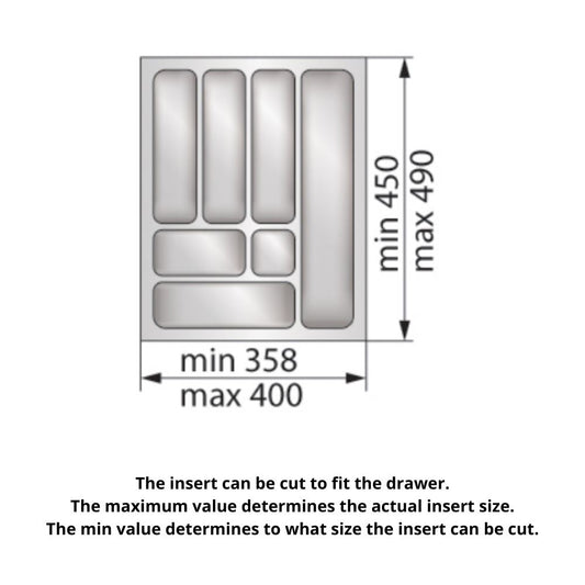 Cutlery Tray for Drawer, Cabinet Width: 450mm, Depth: 490mm - Metallic Cutlery Tray NTP 