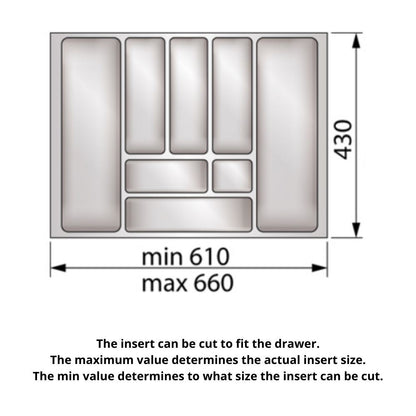 Cutlery Tray for Drawer, Cabinet Width: 700mm, Depth: 430mm - White Cutlery Tray NTP 